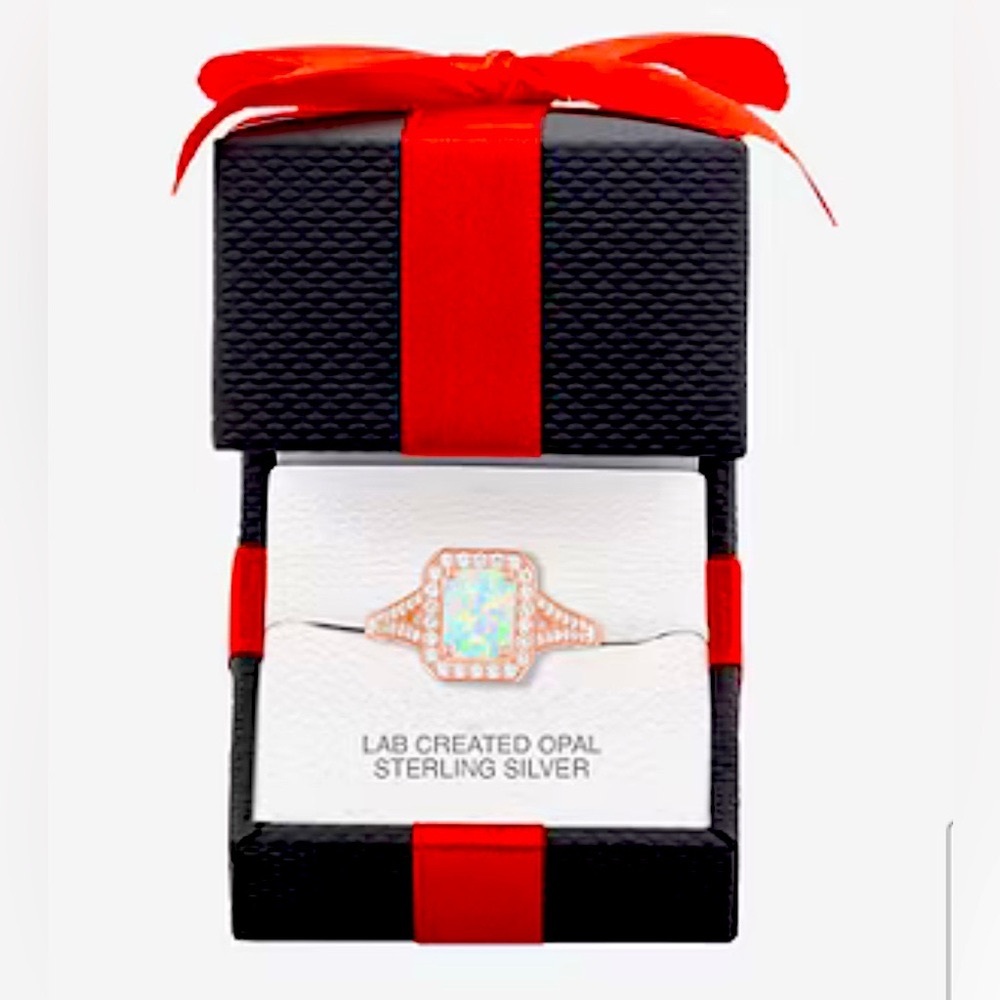 JCPenney Yes Please! Rose Gold/Silver Opal & Sapphire Halo Cocktail Ring